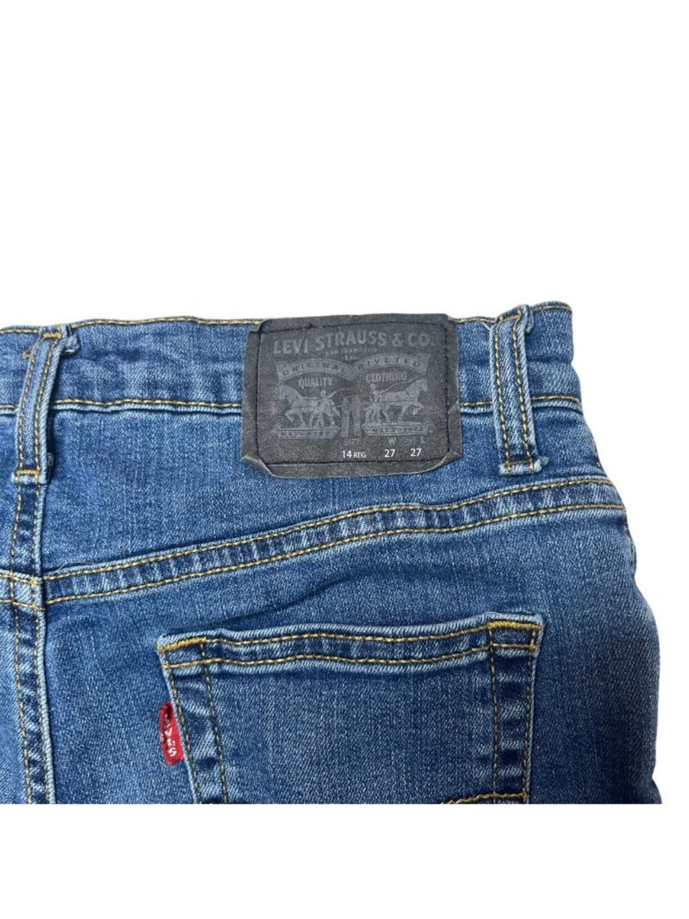 Levis 511 Cutoff Shorts Girls Blue Stretch Denim Fringe Slim Fit Size 14 - Picture 7 of 11